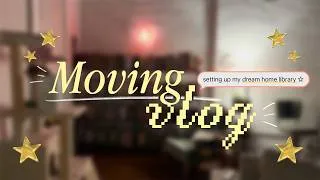 Thumbnail: re-organize my bookshelves with me | moving vlog 📚✨🏠