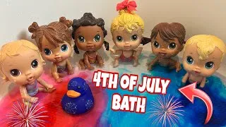 Thumbnail: Baby alive crib life dolls Swimming in the Bath 🇺🇸 4th of July bath and fun party 🎉 