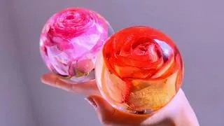 Thumbnail: Roses Frozen in Time | Encapsulating roses in resin spheres, Satisfying ASMR art resin crafts
