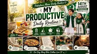 Thumbnail: My productive daily routine | 14th August celebration at my kids school 🇵🇰 | pakistani mom vlog 