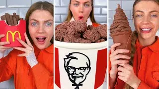 Thumbnail: CHOCOLATE FOOD vs REAL FOOD CHALLENGE! MARI ZD