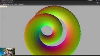 Thumbnail: Simple 3JS - Video 0049:  Animated Torus Knot with dynamic camera, p, and q.