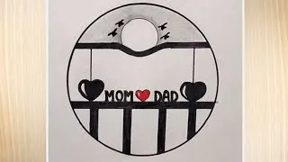 Thumbnail: Circle mom dad drawing easy।। mom dad drawing in circle।। beautiful circle design drawing ideas easy