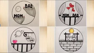 Thumbnail: Easy 4 circle scenery drawing easy।। easy circle mom and dad drawing।। circle drawing ideas for pen।