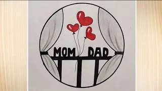 Thumbnail: Circle mom dad drawing easy।। beautiful circle drawing ideas।। parents lover heart drawing ideas।।