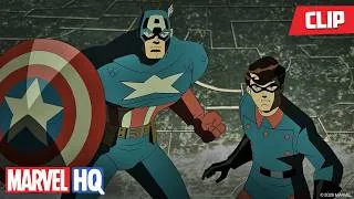 Thumbnail: Captain America & Bucky Vs Mythical Cyclops | The Avengers: Earth's Mightiest Heroes | @MarvelHQ