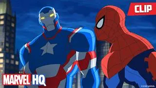 Thumbnail: Spider-Man Meets the Iron Patriot 🕷️🇺🇸 ⭐ | Ultimate Spider-Man | @MarvelHQ