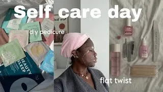 Thumbnail: a much-needed self care day ✨ flat twists, pedicure & face mask