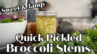 Thumbnail: Sweet and tangy Quick Pickle Broccoli Stems #pickledbroccoli #broccolibites