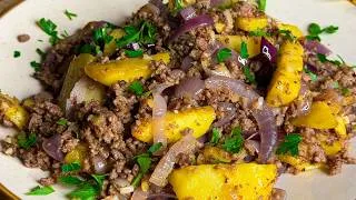 Thumbnail: Homemade French fries with grund beef and onions: so delicious !
