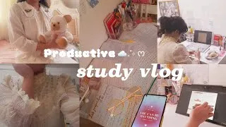 Thumbnail: EXTREMELY productive study vlog📚🖇/ getting up early, lots of notes💻, exam prep + Aesthetic routine🎀