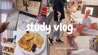 Thumbnail: A productive STUDY VLOG 🥞✨️/5AM study💻, exam prep, lots of notes⌨️, tennis & Cozy night time