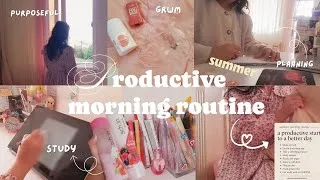 Thumbnail: University student summer morning routine🍧🪞/how to make your morning extremely productive 📚🎀