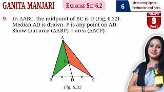Thumbnail: In ∆ABC, the midpoint of BC is D. Median AD is drawn | Class 9 Maths Ganita Manjari Ex 6.2