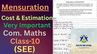 Thumbnail: Mensuration || Cost & Estimation || Must Watch || Com. Maths || Class-10 || SEE