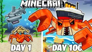 Thumbnail: I Survived 100 Days as CRABTANIC in Minecraft!
