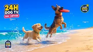 Thumbnail: 24 Hour Dog Cartoon 🐕🌊 Beach Playtime Adventure | Fun Dog Beach TV for Dogs Home Alone