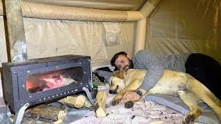 Thumbnail: Solo Camping in Heavy Rain ASMR | Fire Inside the Tent & Pure Peace ⛺️🌧️🔥