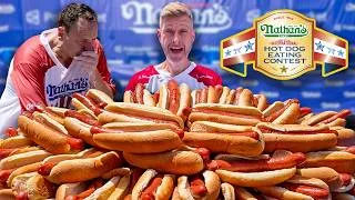Thumbnail: OFFICIAL 4TH JULY HOT DOG CONTEST - THE BIGGEST EATING CONTEST IN THE WORLD - MAX vs JOEY CHESTNUT
