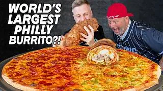 Thumbnail: THEY SURPRISED ME WITH THE WORLDS BIGGEST 12LB UNDEFEATED PHILLY BURRITO BY ADDING CHEESESTEAKS!