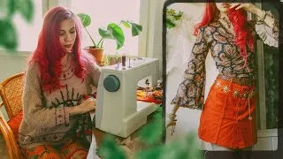 Thumbnail: sewing 70s hippie wardrobe out of vintage fabric I found in my mom's attic
