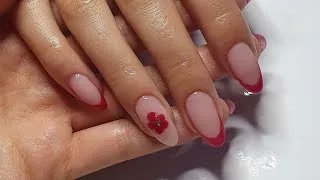 Thumbnail: Outgrown Nails? No Problem! Builder Gel Infill with Red French Tips & Floral Accent Full Tutorial🌹💅