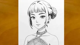 Thumbnail: Drawing Zoey from KPop Demon Hunters | HUNTR/X Anime Pencil Portrait Character Art