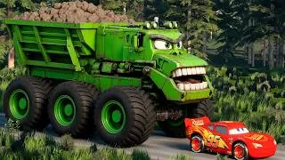 Thumbnail: Epic Escape Lightning McQueen vs CONSTRUCTION ROCK GULPER MONSTER TRUCK in BeamNG.Drive