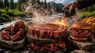 Thumbnail: Best Primitive Outdoor Cooking Compilation | Steaks, Burgers & Filet Mignon | ASMR Nature Sounds