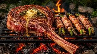 Thumbnail: Tomahawk Steak & Bacon-Wrapped Asparagus | Luxury Outdoor Cooking 🔥