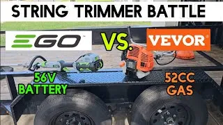 Thumbnail:  Ego 56V Vs. Vevor 52cc Gas-  String Trimmer Comparison- Which preforms best?  @lowes