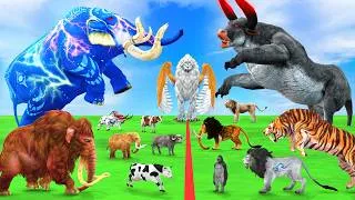 Thumbnail: 10 Mammoth Elephant Cow Vs Giant Monster Cow Vs 10 Giant Tiger Lion Cow Cartoon Saved By Mammoth