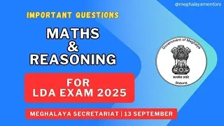 Thumbnail: Important Questions For LDA | Maths Reasoning | #MPSCLDA #MEGHALAYASECRETARIATLDA #meghalayamentors