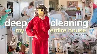 Thumbnail: deep cleaning and organizing my ENTIRE house 🫧 (*actually* messy) 🫧 ~ ADHD body doubling vlog 🧼