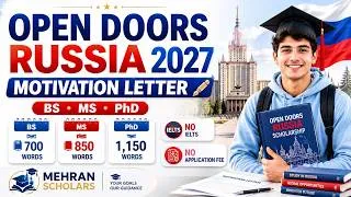 Thumbnail: Open Doors Russia Scholarship 2027 Motivation Letter Complete Guide | BS MS PhD | No IELTS No Fee