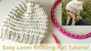 Thumbnail: Easy Loom Knitting Hat Tutorial - absolute beginner friendly!