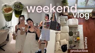 Thumbnail: weekend vlog 🍵🧶 garage sale hunting, new knitting project + a productive Sunday