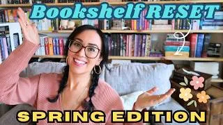Thumbnail: Spring Bookshelf Reset 2026 📚🌷🌿 reorganizing and decorating