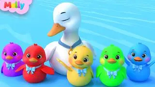 Thumbnail: Five Little Ducks | Colorful Ducks | Melly Nursery Rhymes & Kids Songs