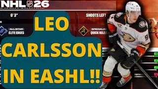 Thumbnail: THIS CARLSSON BUILD IS A PLAYMAKING MENACE!! LEO CARLSSON NHL 26 EASHL BUILD!!