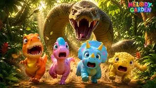 Thumbnail: 🐍 Can the Baby Dinos Escape the Giant Snake? - Nursery Rhymes & Kids Songs - Melody Garden
