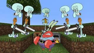 Thumbnail: Minecraft Speedrunner Mr Krabs VS 5 Squidwards