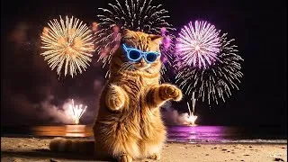 Thumbnail: Cat Dance Electronic Funk at Party - Happy New Year ✨ | Funny Cat videos with MeowBeat