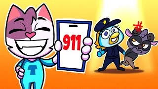 Thumbnail: Call Police Song | Safety Rules And Good Habits | Cartoon For Kids by Cleo & Theo 🐾