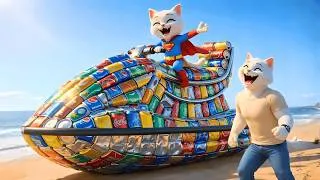 Thumbnail: Jet Ski Made from Soda Cans Was Mocked — But It Saved an Entire Flooded Village! | AI Cat Story