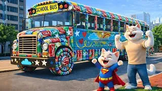 Thumbnail: A Slow School Bus Made from Soda Cans — The Kitten’s Lesson Shocked Everyone | AI Cat Story