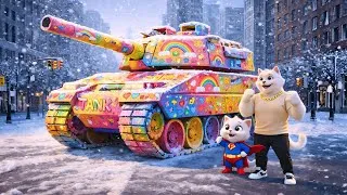 Thumbnail: They Mocked the Kitten’s Cardboard Tank — But the New Red Tank Shocked Everyone! | AI Cat Story