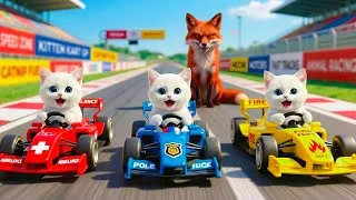 Thumbnail: Mama Cat & Kittens Police Car Rescue Chicken from Fox | Funny Animals