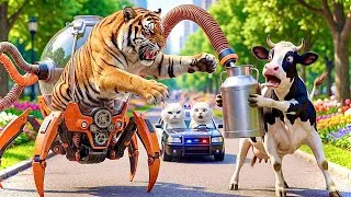 Thumbnail: Mama Cat & Kitten Farm Story: Tiger Car Attack & Big Rescue | Funny Animals