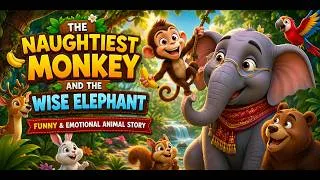 Thumbnail: 🐵🐘 The Naughtiest Monkey and the Wise Elephant  Funny & Emotional Animal Story 🦜🌿#catvideo #catvideo
